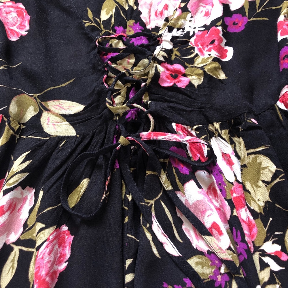 🎉HP🎉 Urban Outfitters Ecote Lizzie Black Floral Mini Dress - Picture 8 of 10